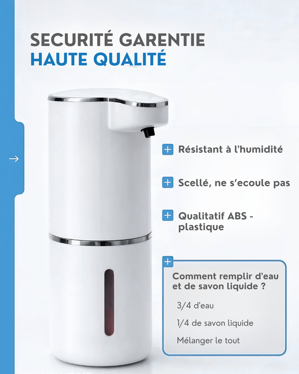 DISTRIBUTEUR DE SAVON AUTOMATIQUE (UNE BOUTEILLE DE SAVON LIQUIDE OFFERT)
