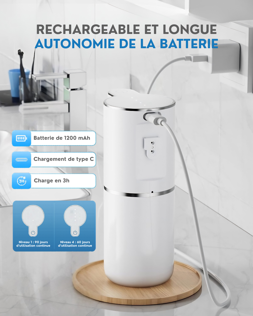 DISTRIBUTEUR DE SAVON AUTOMATIQUE (UNE BOUTEILLE DE SAVON LIQUIDE OFFERT)