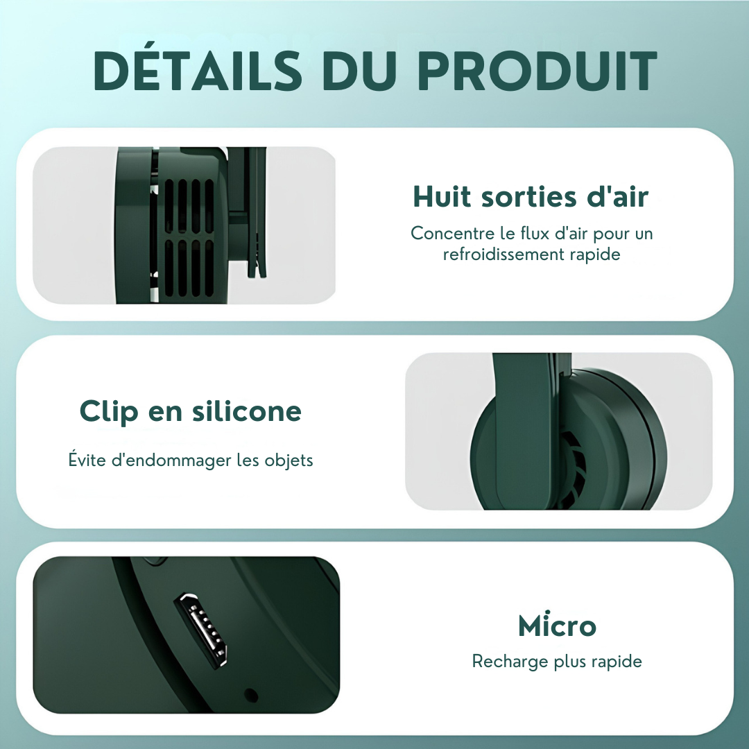 VENTOCLIP™ - MINI VENTILATEUR PORTABLE