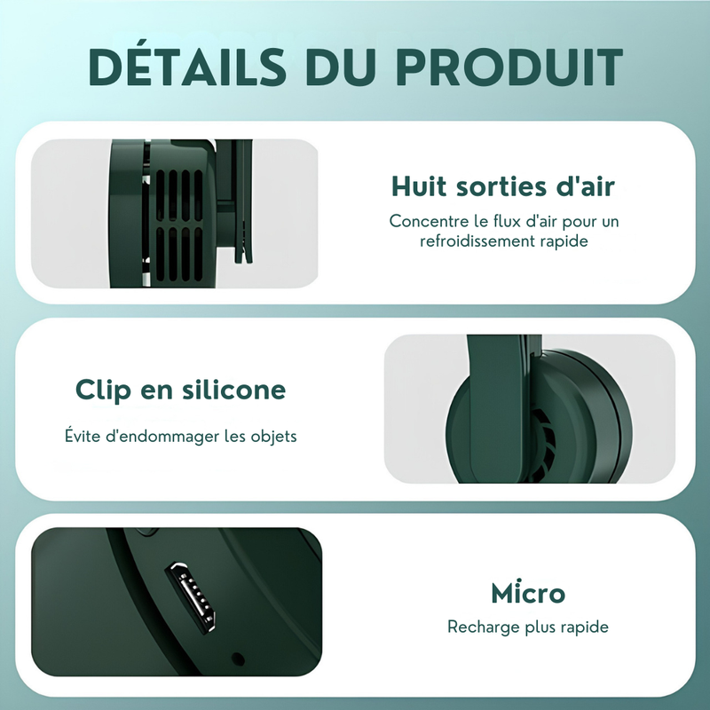 VENTOCLIP™ - MINI VENTILATEUR PORTABLE