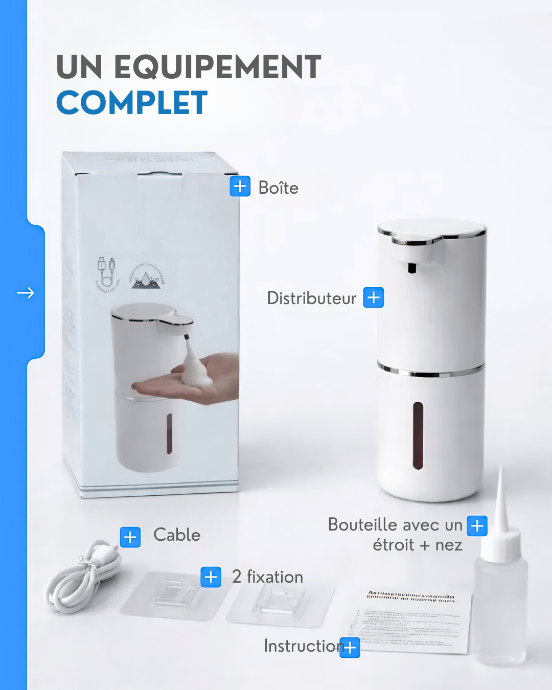 DISTRIBUTEUR DE SAVON AUTOMATIQUE (UNE BOUTEILLE DE SAVON LIQUIDE OFFERT)